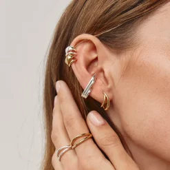 Hot Triple Lobe Cuff Huggie Earring in Silver 925 Sterling Silver | Earrings