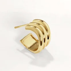 Sale Triple Wave Hoop Earrings in Gold 18k Fine Gold Plated | Earrings