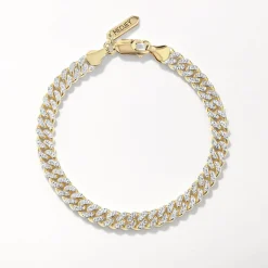 Outlet Two Tone Cuban Chain Bracelet in Gold 18k Fine Gold Plated | Bracelets & Bangles