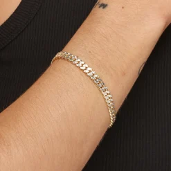 Outlet Two Tone Cuban Chain Bracelet in Gold 18k Fine Gold Plated | Bracelets & Bangles