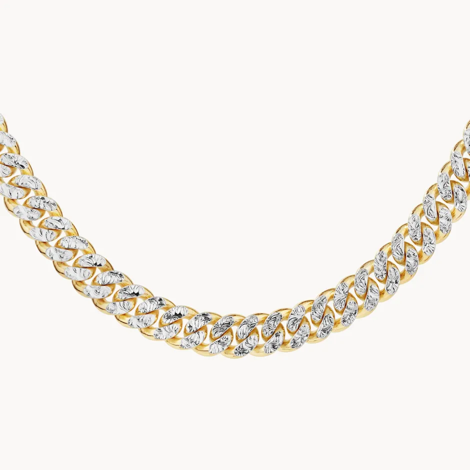 Best Two Tone Cuban Chain Necklace in Gold 18k Fine Gold Plated | Necklaces & Pendants