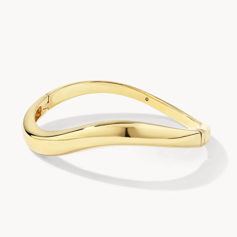 Clearance Wave Dome Bangle in Gold 18k Fine Gold Plated | Bracelets & Bangles