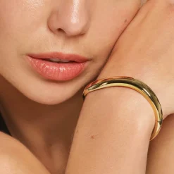 Clearance Wave Dome Bangle in Gold 18k Fine Gold Plated | Bracelets & Bangles