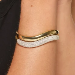 Clearance Wave Dome Bangle in Gold 18k Fine Gold Plated | Bracelets & Bangles
