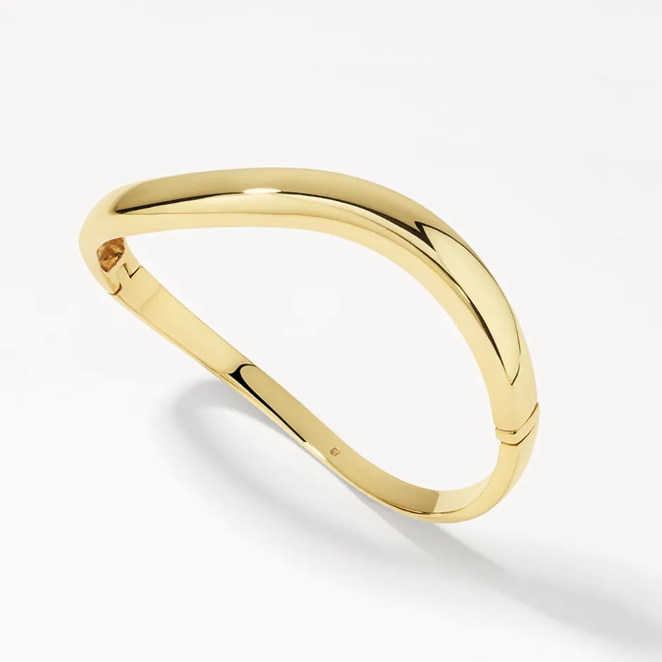 Clearance Wave Dome Bangle in Gold 18k Fine Gold Plated | Bracelets & Bangles