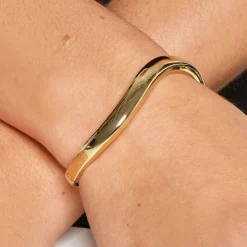 Clearance Wave Dome Bangle in Gold 18k Fine Gold Plated | Bracelets & Bangles