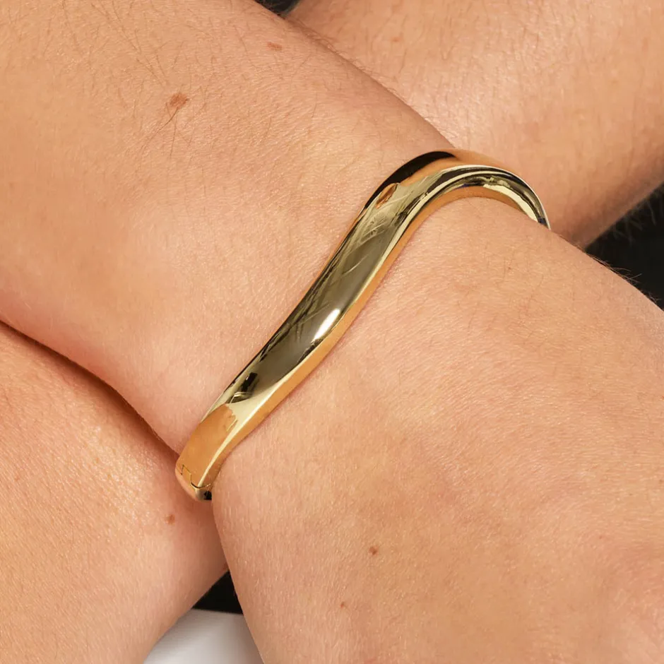 Clearance Wave Dome Bangle in Gold 18k Fine Gold Plated | Bracelets & Bangles
