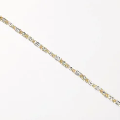 Online White Topaz Baguette and Round Tennis Bracelet in Gold Natural Gemstones | 18k Fine Gold Plated