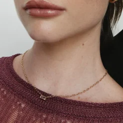 Fashion White Topaz Baguette Chain Necklace in Gold Natural Gemstones | 18k Fine Gold Plated