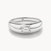 Best White Topaz Baguette Curve Pinky Ring in Silver Under $150 | Natural Gemstones
