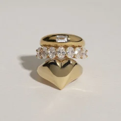 Online White Topaz Baguette Curve Pinky Ring in Gold Gifts For Him | Natural Gemstones