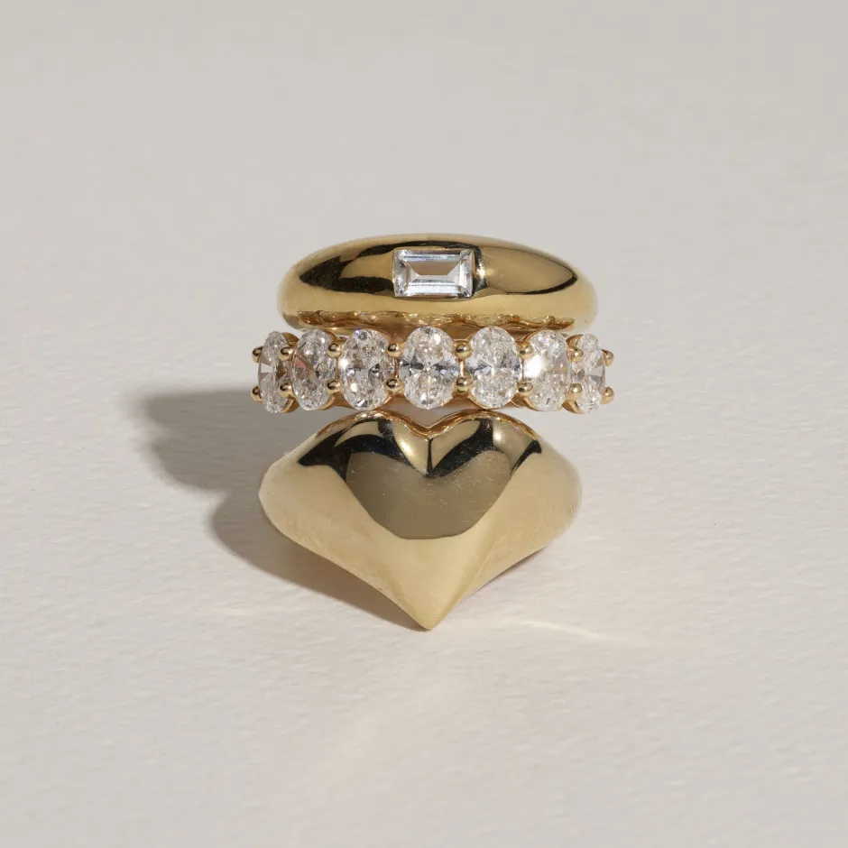 Online White Topaz Baguette Curve Pinky Ring in Gold Gifts For Him | Natural Gemstones