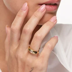 Online White Topaz Baguette Curve Pinky Ring in Gold Gifts For Him | Natural Gemstones