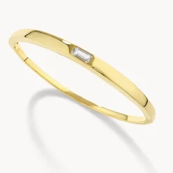 Clearance White Topaz Bangle in Gold Natural Gemstones | 18k Fine Gold Plated