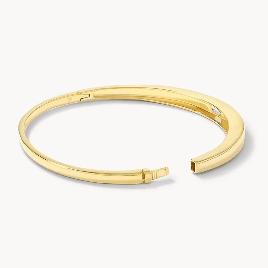 Clearance White Topaz Bangle in Gold Natural Gemstones | 18k Fine Gold Plated