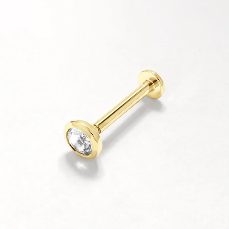 Sale White Topaz Bezel Helix Single Stud in 10k Gold Earrings | Studs