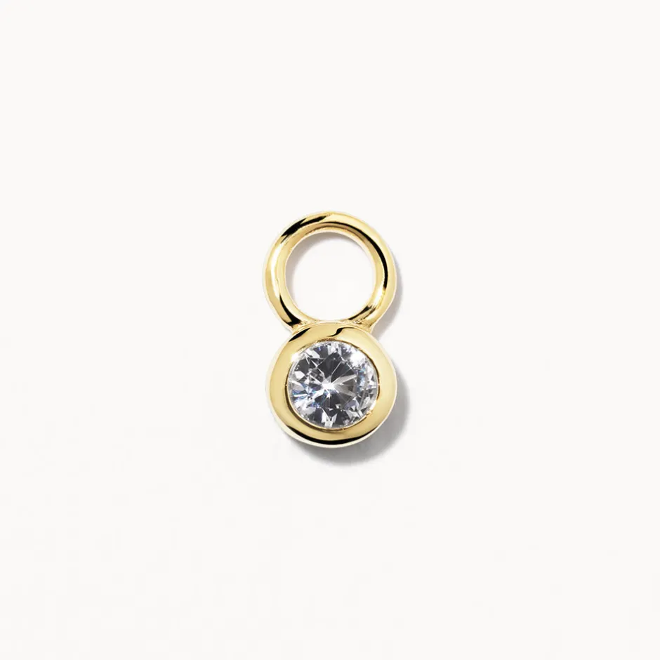 Sale White Topaz Circle Charm in 10k Gold Natural Gemstones | 10k Gold
