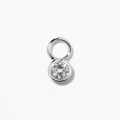 Online White Topaz Circle Charm in Silver Natural Gemstones | 925 Sterling Silver