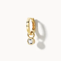Sale White Topaz Circle Charm in 10k Gold Natural Gemstones | 10k Gold