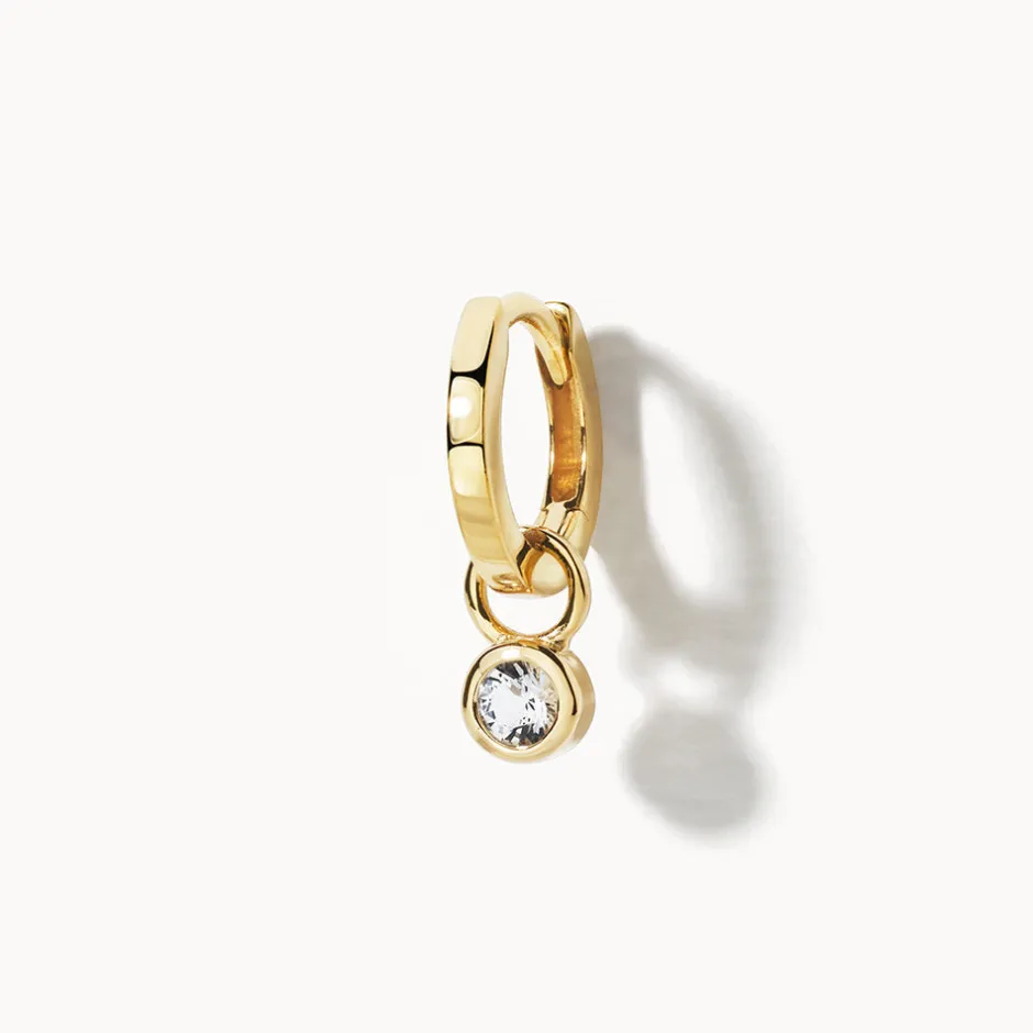 Sale White Topaz Circle Charm in 10k Gold Natural Gemstones | 10k Gold