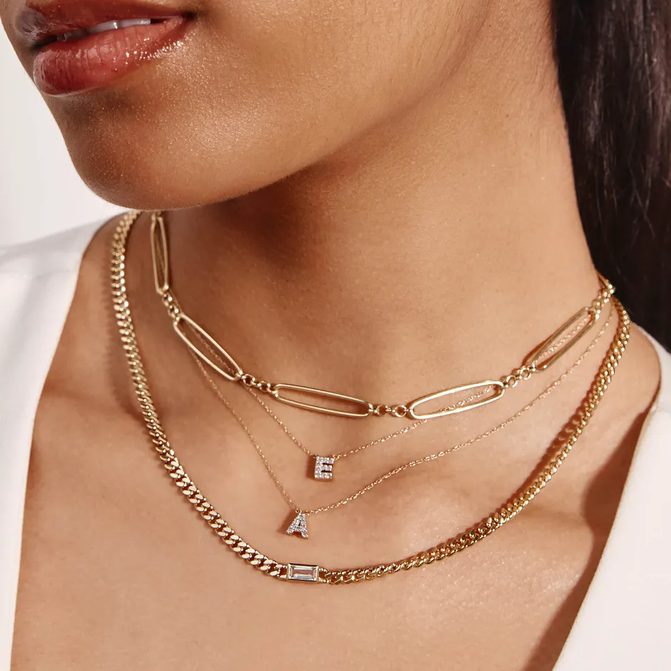 Outlet White Topaz Curb Chain Necklace in Gold Gifts For Him | Natural Gemstones