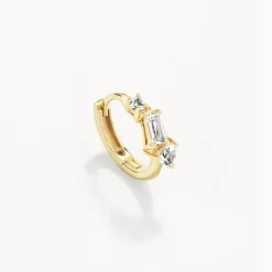 Fashion White Topaz Fancy Cut Huggies in Gold Natural Gemstones | 18k Fine Gold Plated