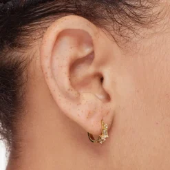 Fashion White Topaz Fancy Cut Huggies in Gold Natural Gemstones | 18k Fine Gold Plated
