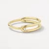Outlet White Topaz Link Loop Ring in Gold 18k Fine Gold Plated | Rings