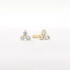 Hot White Topaz Micro Trio Stud Earrings in Gold 18k Fine Gold Plated | Earrings