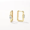 Clearance White Topaz Paperclip Hoop Earrings in Gold Natural Gemstones | 18k Fine Gold Plated