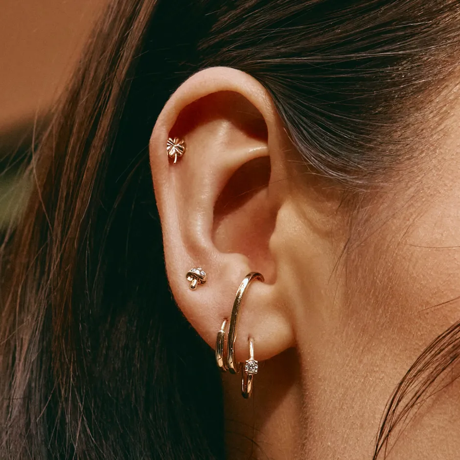 Clearance White Topaz Paperclip Hoop Earrings in Gold Natural Gemstones | 18k Fine Gold Plated