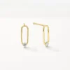 Fashion White Topaz Paperclip Link Studs in Gold 18k Fine Gold Plated | Earrings