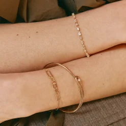 Clearance White Topaz Paperclip Link Bracelet in Gold 18k Fine Gold Plated | Bracelets & Bangles