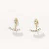 New White Topaz Pave  Jacket Earrings in Gold 18k Fine Gold Plated | Earrings