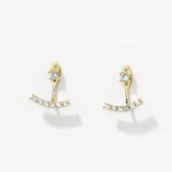 New White Topaz Pave  Jacket Earrings in Gold 18k Fine Gold Plated | Earrings