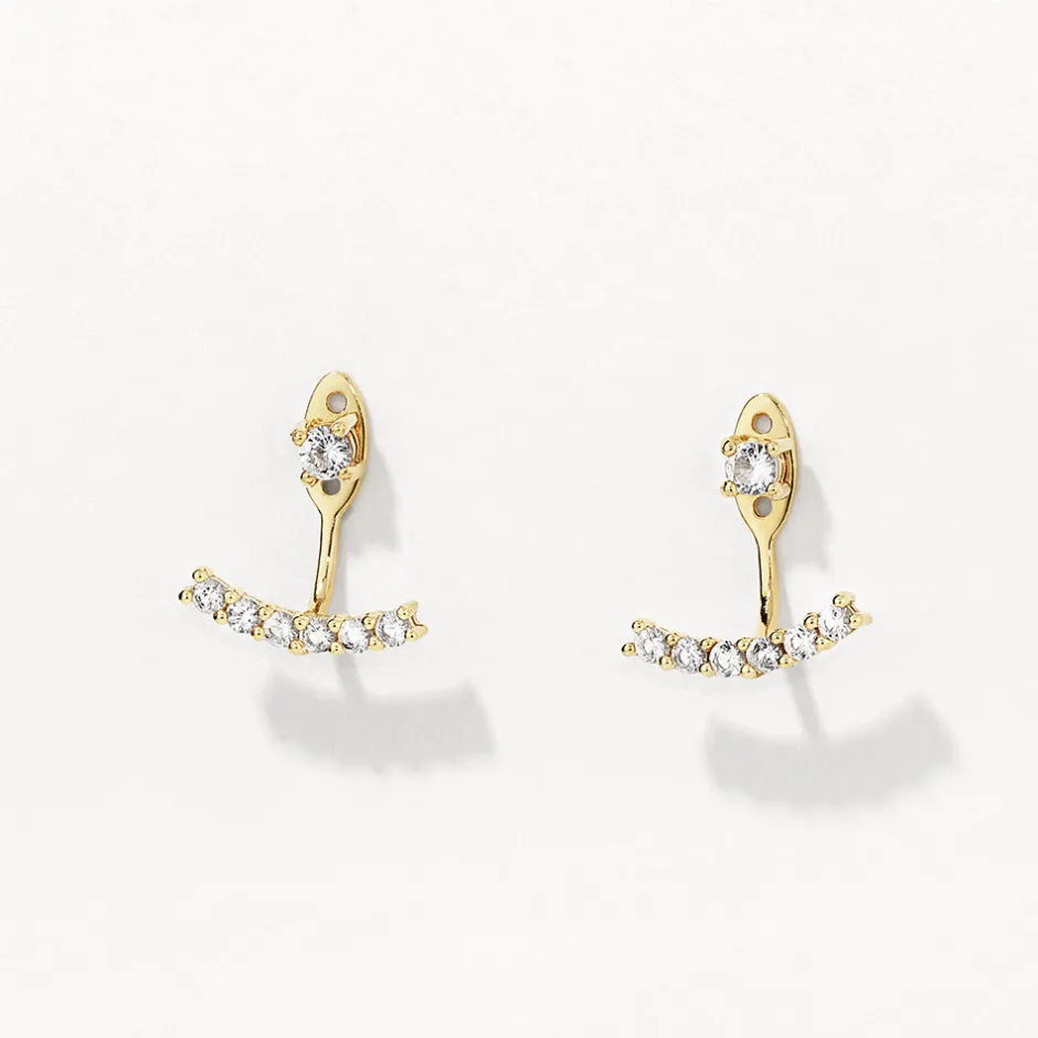 New White Topaz Pave Jacket Earrings in Gold 18k Fine Gold Plated | Earrings