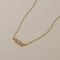 Discount White Topaz Pendant Necklace in Gold Natural Gemstones | 18k Fine Gold Plated