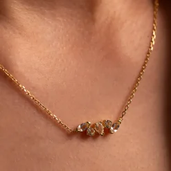 Discount White Topaz Pendant Necklace in Gold Natural Gemstones | 18k Fine Gold Plated