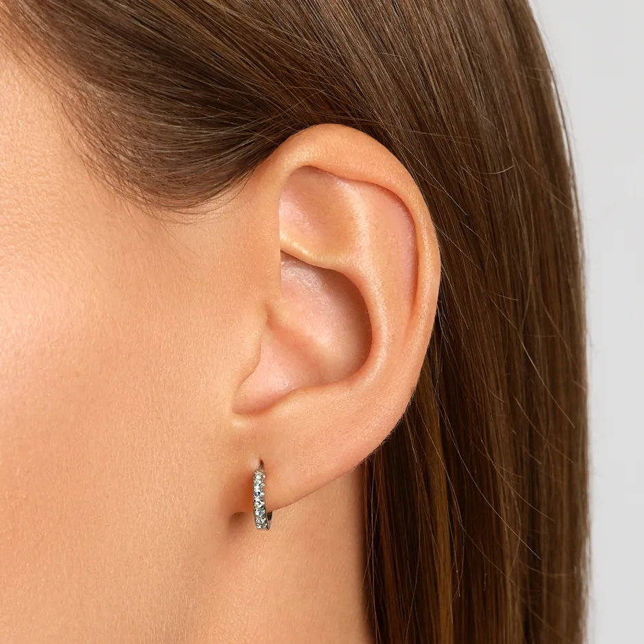 Fashion White Topaz Rainbow Huggie Earrings in Silver Symbolic Jewellery | Natural Gemstones