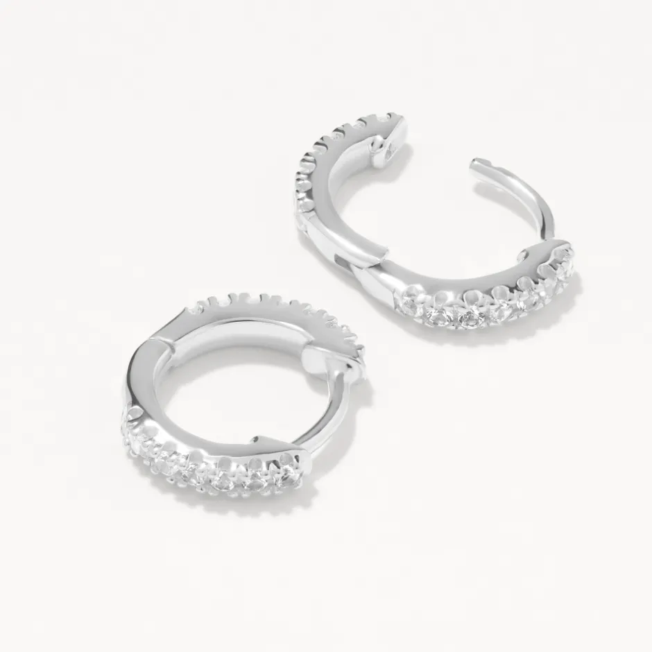 Fashion White Topaz Rainbow Huggie Earrings in Silver Symbolic Jewellery | Natural Gemstones