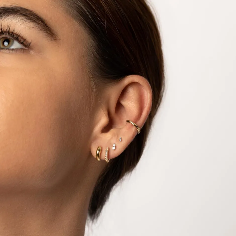 Hot White Topaz Rainbow Huggie Earrings in Gold Best Friend Gifts | Symbolic Jewellery