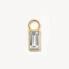 Sale White Topaz Rectangle Charm in 10k Gold Natural Gemstones | 10k Gold