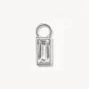 Fashion White Topaz Rectangle Charm in Silver Birthstone Jewellery | Natural Gemstones