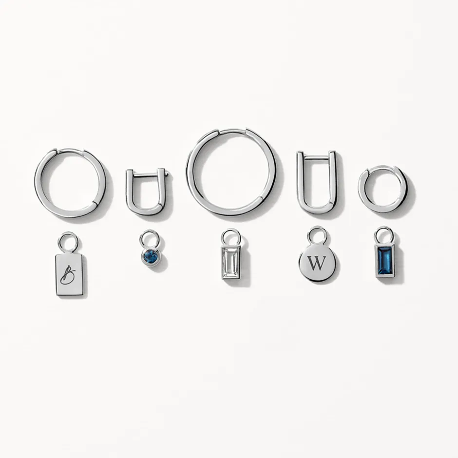 Fashion White Topaz Rectangle Charm in Silver Birthstone Jewellery | Natural Gemstones