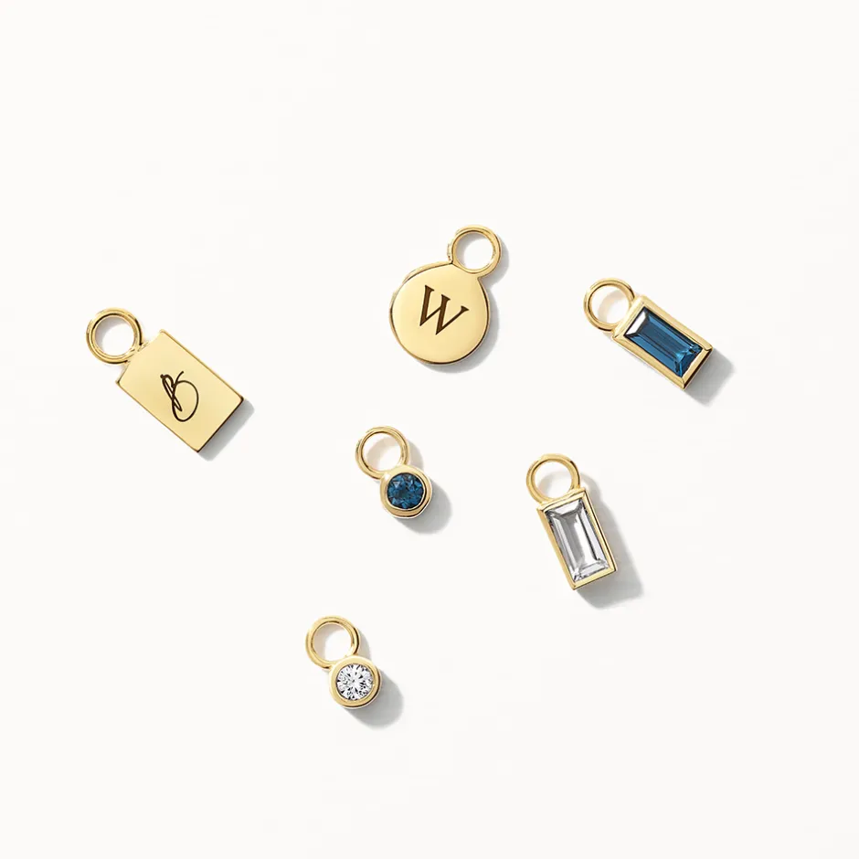 Sale White Topaz Rectangle Charm in 10k Gold Natural Gemstones | 10k Gold