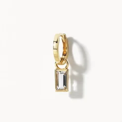 Sale White Topaz Rectangle Charm in 10k Gold Natural Gemstones | 10k Gold