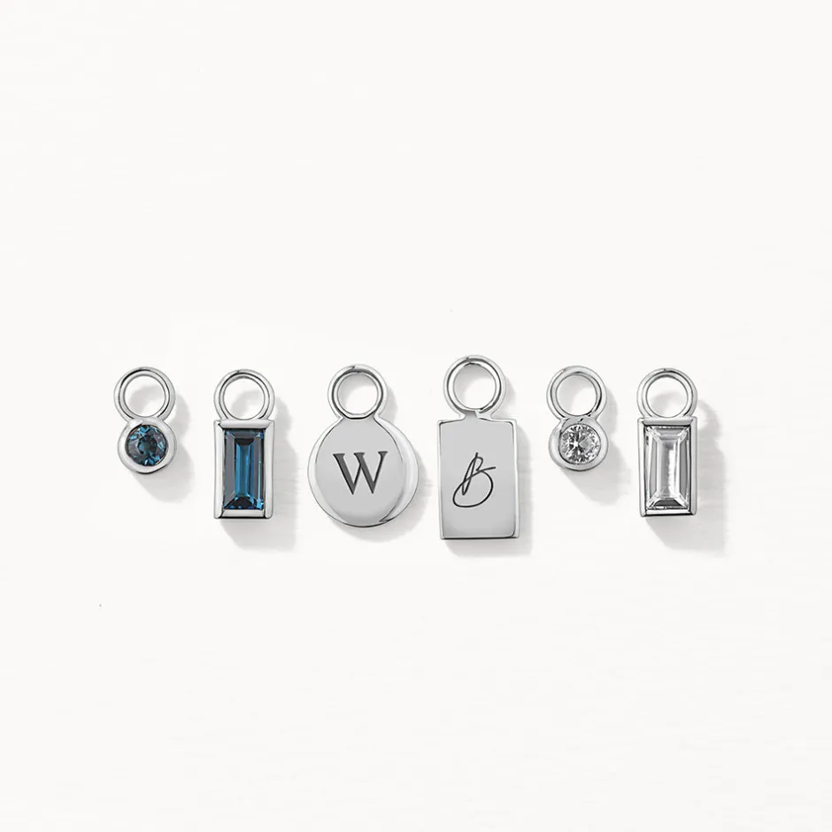 Fashion White Topaz Rectangle Charm in Silver Birthstone Jewellery | Natural Gemstones