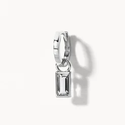 Fashion White Topaz Rectangle Charm in Silver Birthstone Jewellery | Natural Gemstones