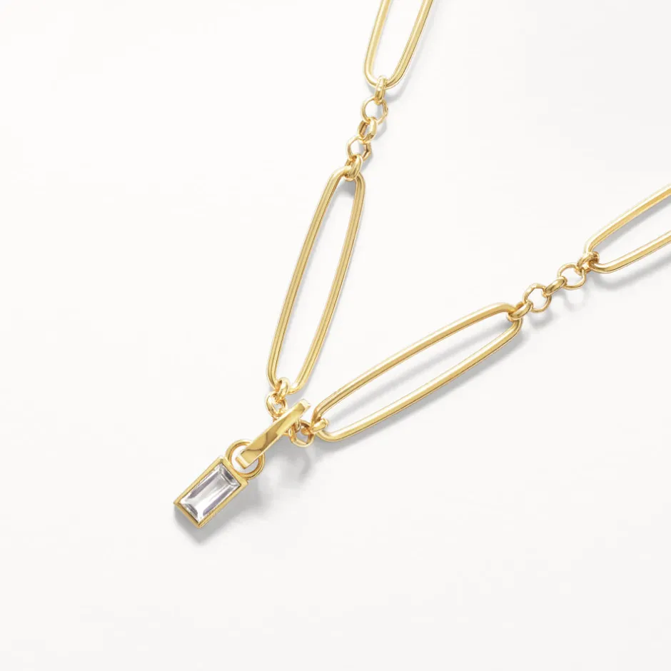 Sale White Topaz Rectangle Charm in 10k Gold Natural Gemstones | 10k Gold