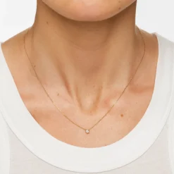 Clearance White Topaz Round Bezel Necklace in 10k Gold Natural Gemstones | Necklaces & Pendants